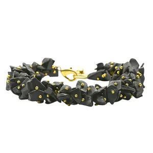 Amazing Gemstone Shungite Bracelet for Protection,Real Crystal Chip Bracelet - Adjustable Crystal Bracelet - Unisex Bracelet Pulseras Para Hombres Mujer Stocking Stuffer (Fuse Chips Bracelet,Russia)