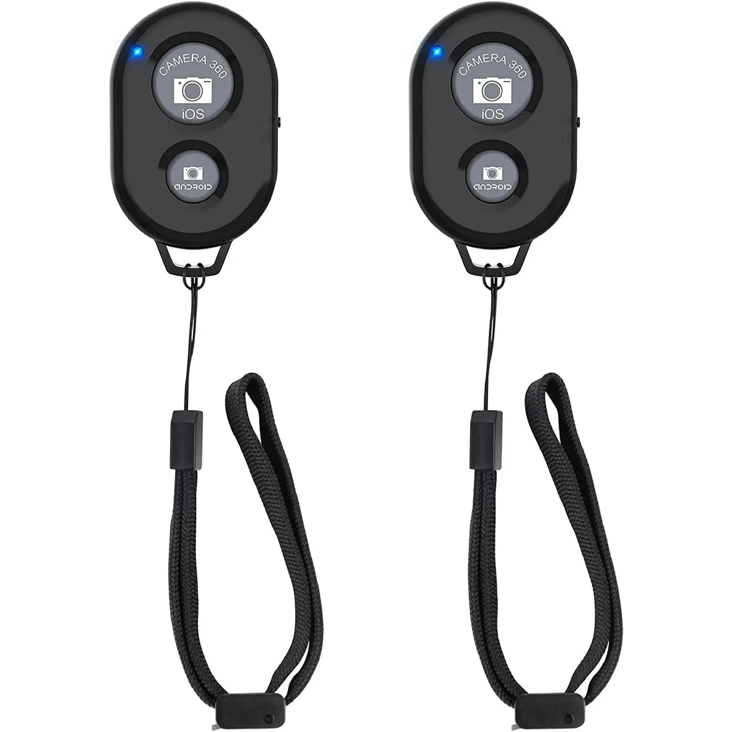 X-RTC01  Wireless Camera Remote Shutter for Smartphones (2 Pack),  Wireless Phone Camera Remote Control Compatible with iPhone/Android Cell Phone - Create Amazing Photos and Selfies, Wrist Strap Included Tripod Black+Black