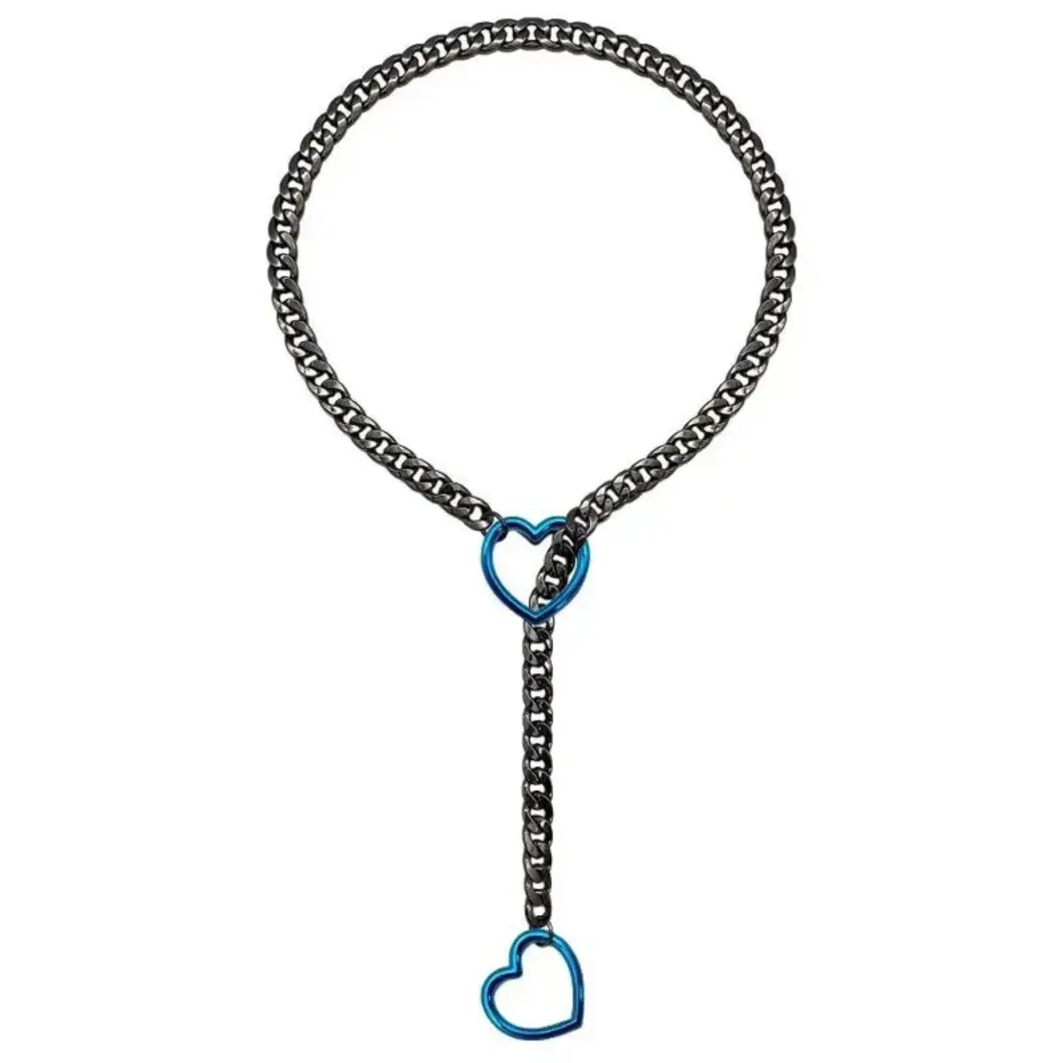 Unisex 15g Adjustable Stainless Steel Cuban Chain Necklace - Punk Hardcore Simple Heart Cut-Out Jewelry for Women, Gold-White Costume Accessory for Daily, Party Wear, Stainless Steel Necklaces