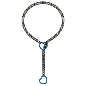 Unisex 15g Adjustable Stainless Steel Cuban Chain Necklace - Punk Hardcore Simple Heart Cut-Out Jewelry for Women, Gold-White Costume Accessory for Daily, Party Wear, Stainless Steel Necklaces