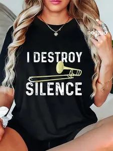 100% Cotton I Destroy Silence - Trombonist Trombone Player Marching Band T-Shirt