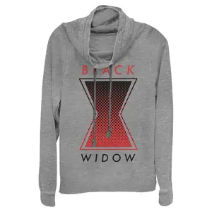 Juniors Womens Marvel Black Widow Gradient Logo Cowl Neck Sweatshirt
