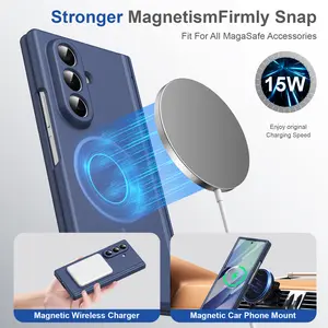 Satin-Finish Magnetic Hinge Screen-Covering Case Cover for Samsung Fold Series