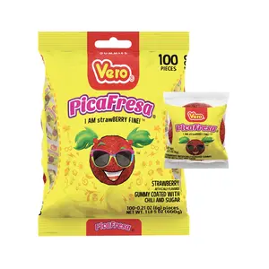 Vero Picafresa Strawberry Gummies with Chili Pepper Powder 100 Pieces