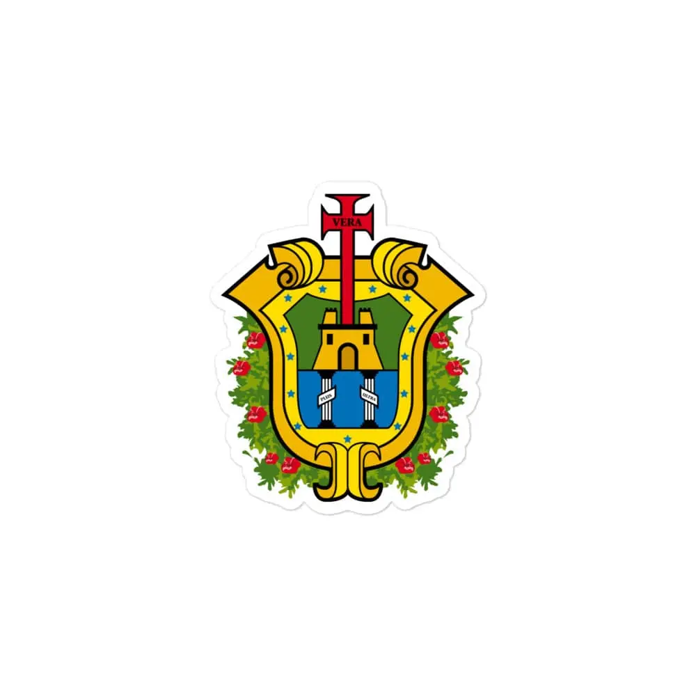 Official Coat of arms of Veracruz Die cut Bubble free stickers, 3"x3", White