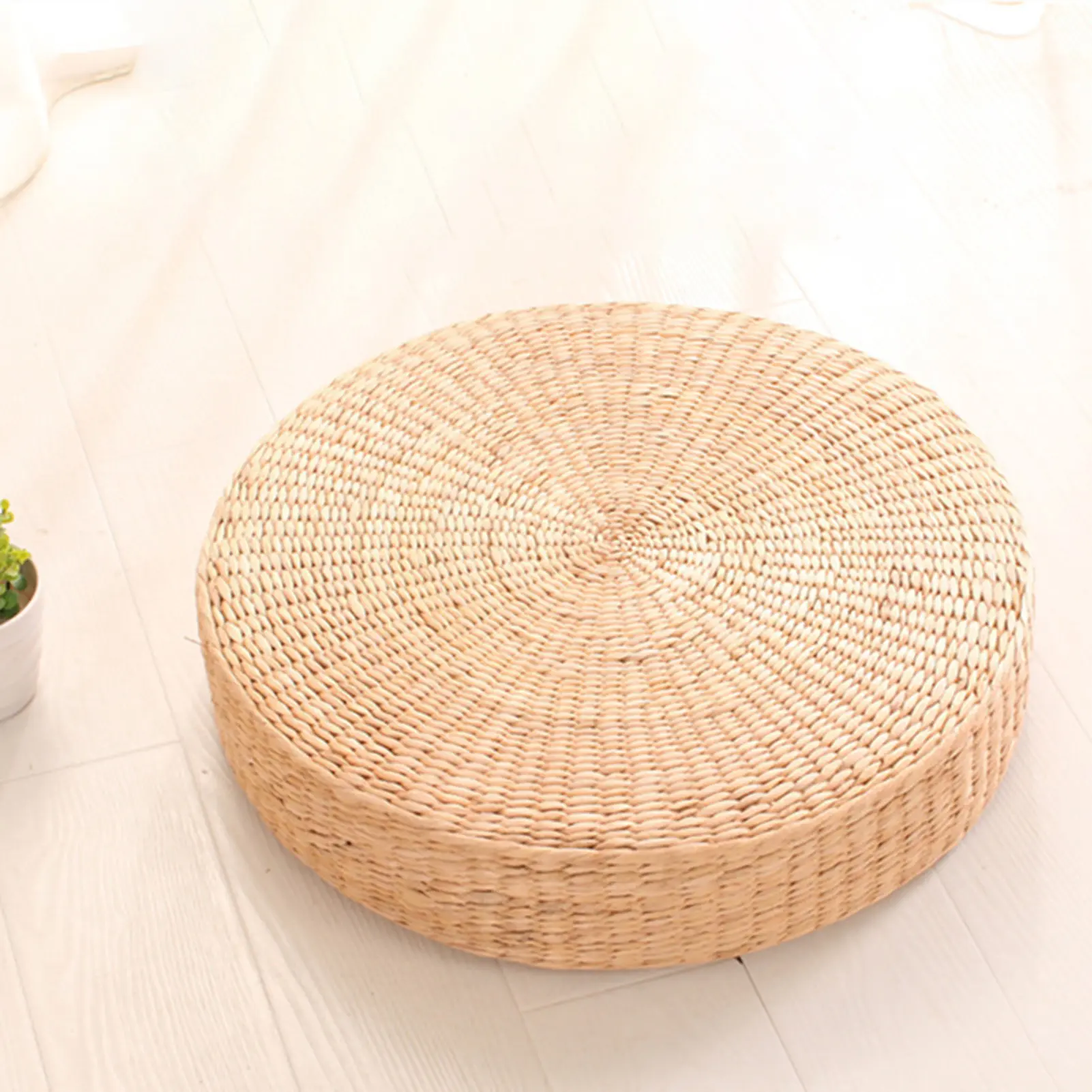 Tatami Floor Pillow Sitting Cushions, Meditation Straw Mat, Round Straw Futon Yoga Cushions, Woven Bay Window Yoga Meditation Cushions for Outdoor Seat