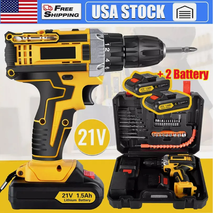 Cordless Brushless Combo Kit with 2 Li ion Batteries Impact Driver and Hammer Drill Set for Continuous Construction DIY Projects and Home Repair Tool Box