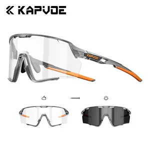 KAPVOE Lightweight Sports Sunglasses for Men Women - Large Frame, Photochromic, UV400, Anti-Fog, Multi-Lens Sports Eyewear for Outdoor Cycling, Driving