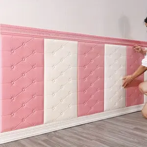 10-piece set, waterproof self-adhesive wall stickers, 3D soft material, impact-resistant wallpaper, suitable for bedroom and living room background wall decoration