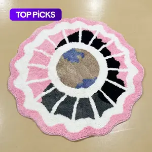 Round Floral Shaped Rug, Machine Washable Non-slip Soft Floor Carpet, Soft Fluffy Rugs, Camellia Shaped Rug, Plush Decorative Mat for Home Living Room Bedroom, Cute Bedroom Decor, Room Accessories, Unique Rugs, Decorative Area Rug #GLOBAL PICKS