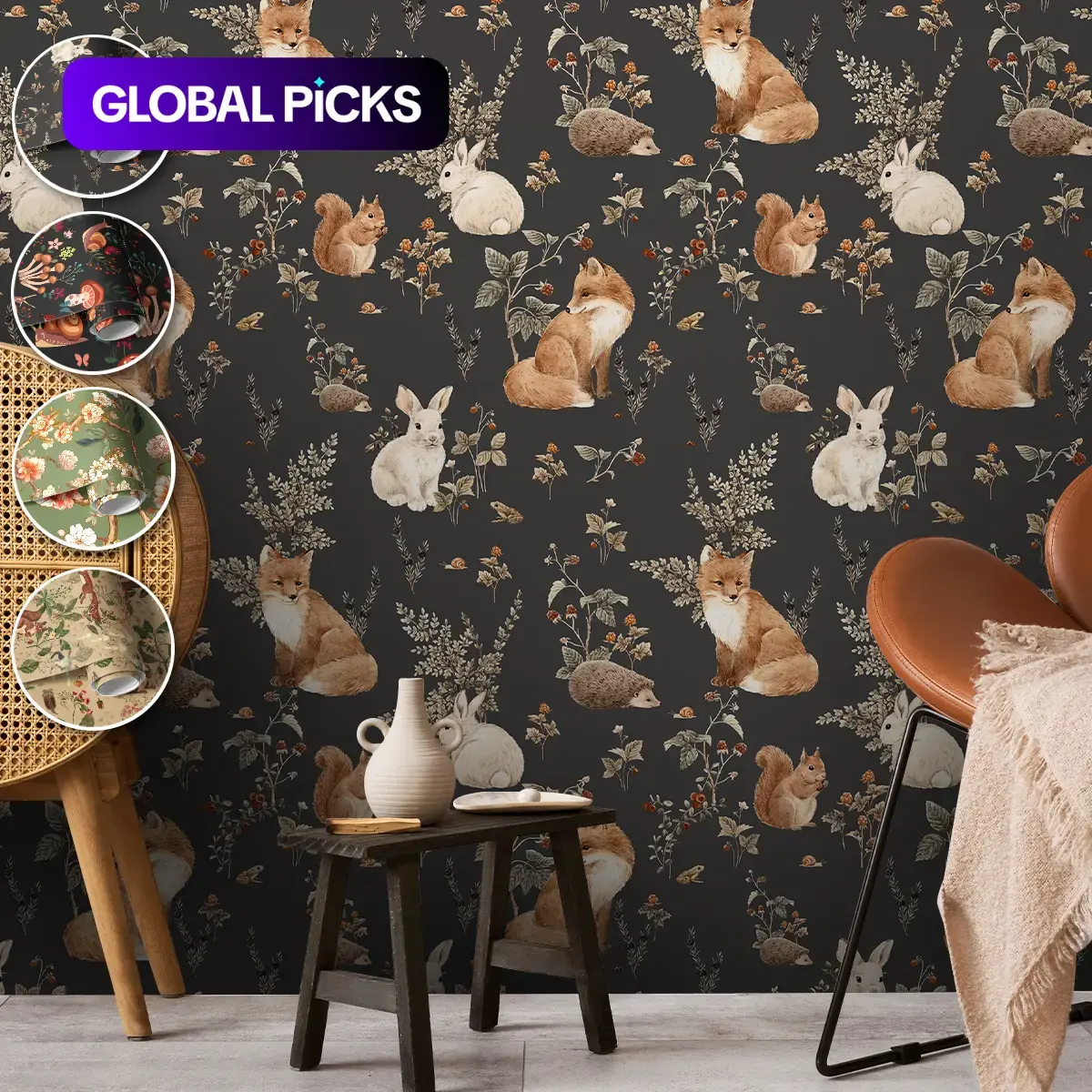 Deep Forest Pattern Self-Adhesive Animal Wallpaper, Peel-and-Stick Decorative Wallpaper, Peel and Stick Wallpaper Designs, Waterproof and Wear-Resistant, Ideal for Bedroom Decor, Vintage-Style Spaces and Furniture Refurbishment #GLOBAL PICKS