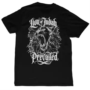 Lion of Judah T-shirt Menswear Top with Chest Logo & Back Graphic Symbolizing Authority Protection Roaring Lion Design