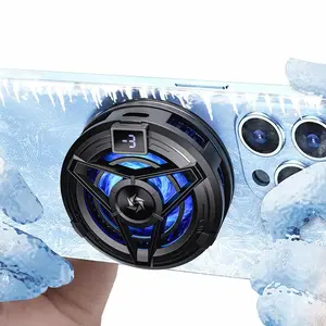 Magnetic Cell Phone Cooler, RGB Phone Cooling Fan Portable Lightweight Mobile Phone Cooling Fan, Phone Radiator with Temperature Display for Mobile Gaming,Tiktok Live Streaming Usb