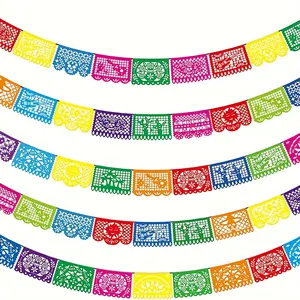 4 Packs Mexican Party Banner 60 Feet Fiesta Banner Plastic Papel Picado Banner Cinco de Mayo Dia De Los Muertos Decor Day of the Dead Decorations Mexican Fiesta Themed Party Decorations Supplies Set Ornaments Set Ornaments Decorating Wedding