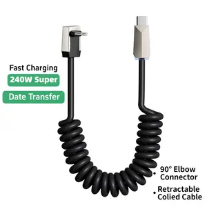OOI 240W Coiled USB-C Car Cable, 6.6FT Retractable Right Angle Fast Charging Cable for iPhone 15/16/17, Samsung, Pixel, Laptops & Tablets summerwins
