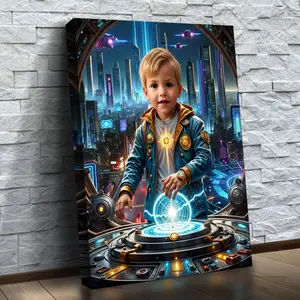 WonderMe The Time-Traveling Explorer Personalized Portrait for Kids Professional Print Ready to Hang Imaginative Art
