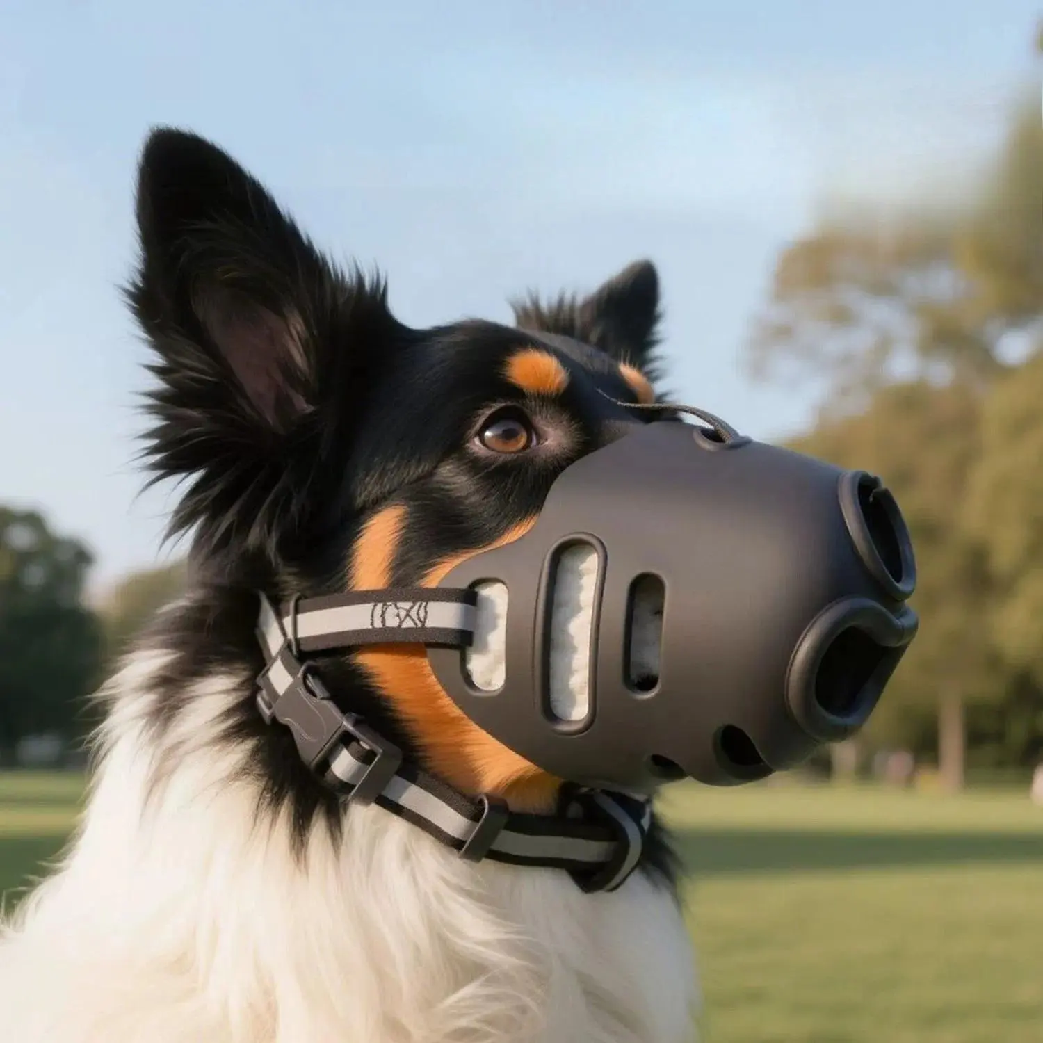 Dog Basket Muzzle for Dogs - Reflective, Lightweight, Comfy, Breathable Mouth Guard to Prevent Biting & Barking in Public Settings (Reference Picture), Prevent Barking