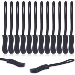 12Pack Zipper Pull Replacement, Golf Bag Parcord Zipper Pull Tab Replacement for Backpack, Jackets, Pants, Boots, Coats, Luggage - Balck(Universal Extender)