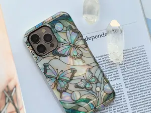 Green Night Celestial Stained Glass Moon and Stars Phone Case (PRINT), Faux Stain Glass Starry Night, Preppy Aesthetic Tough iPhone Case 8, X, XR, XS, 11, 12, 13, 14, 15, 16 Pro Max Plus Mini
