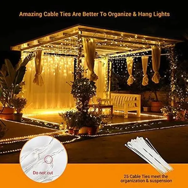 32ft Waterproof LED Curtain Lights - 80 Drops Icicle & Crystal Ball Fairy Lights for Holiday Garden, 2025 Christmas Ornament Box Decor, Room Decor, DIY Party Wedding Gifts