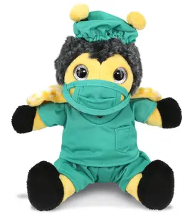 DOLLIBU Soft Plush Sitting Bee Stuffed Toy - Doctor Outfit, Super Soft, Pretend Play Toy for Kids, Pretend Play Toys