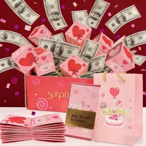 【Valentine's Day gift】Surprise Gift Box Explosion for Money, Unique Folding Bouncing Red Envelope Gift Box , Cash Explosion Luxury Gift Box for Birthday Anniversary Valentine Proposal