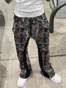 Men's All Over Print Camouflage Drawstring Waist Lounge Pants, Street Comfy Regular Fit Tree Print Camo Trousers for Fall & Winter, Men's Sleepwear for Indoor Wear