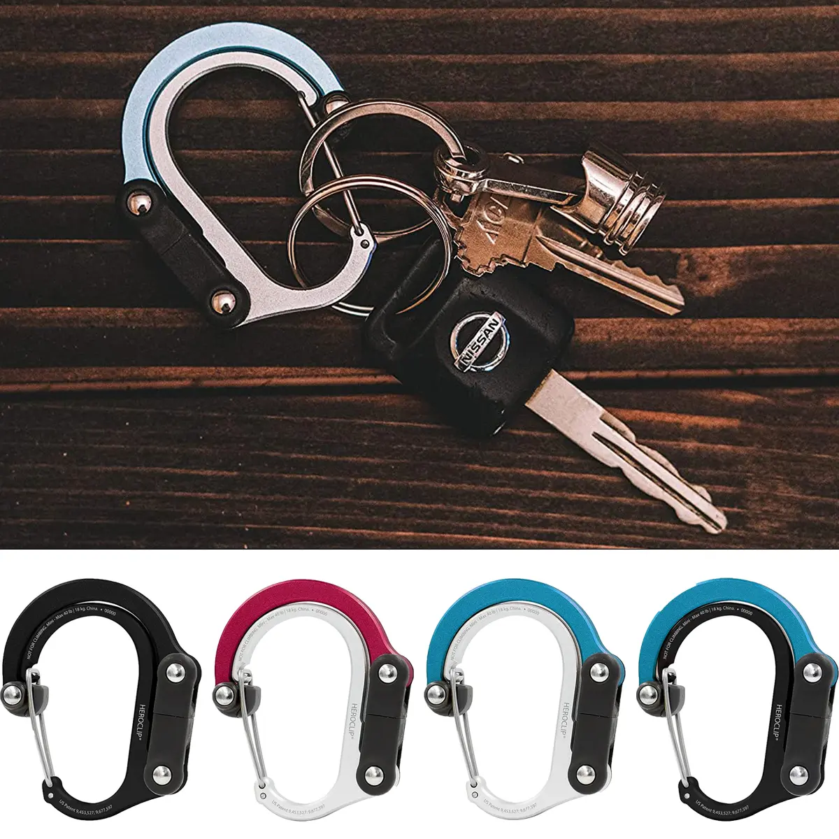 Gear Aid Heroclip Mini Hybrid Camping Gear Clip, Aluminum Alloy Carabiner, Carabiner Hooks