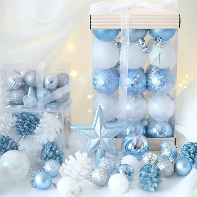 Christmas decorations 3cm 5cm Blue tie Christmas ball pendant pine cone Christmas tree decoration ceiling hanging ornaments