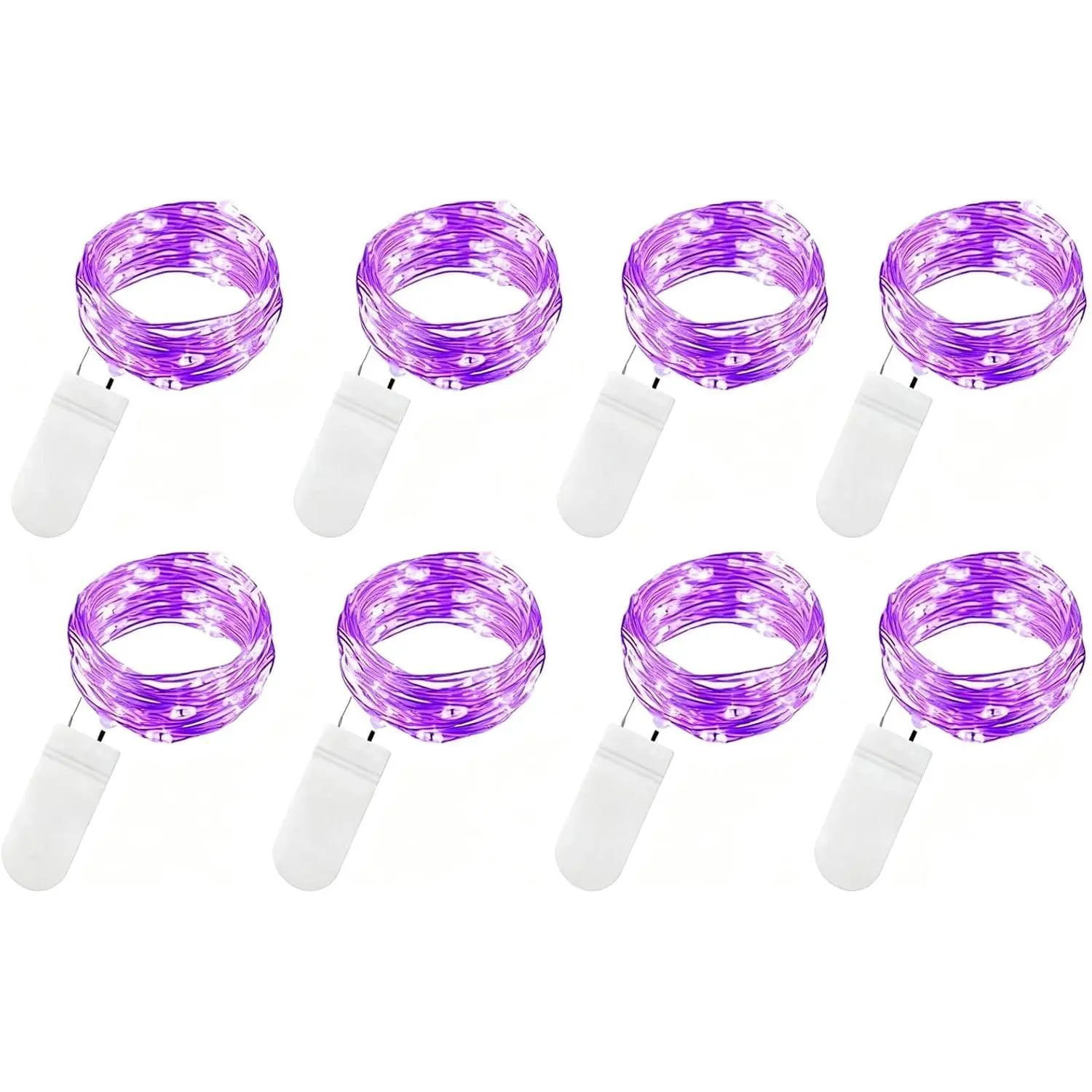 8 Pack 30 Led Fairy Lights Battery Operated String Lights - 10 ft Purple Waterproof Silver Wire Starry Firefly Moon Lights for DIY Wedding Party Table Centerpieces Bedroom Halloween Christmas