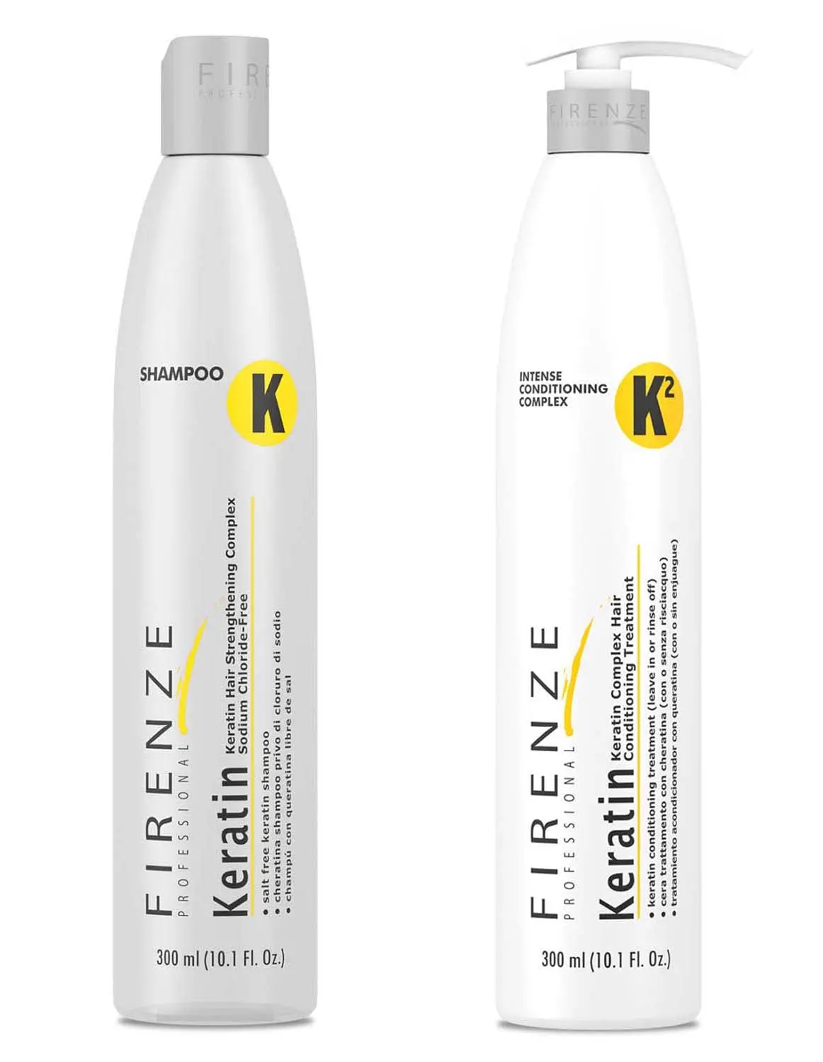 VIKVAL Firenze Deluxe Keratin Haircare Shampoo & Cleanser with Hyaluronic Acid, Salon-Grade Restore Conditioner 2-Pk, 10.1 fl oz Each