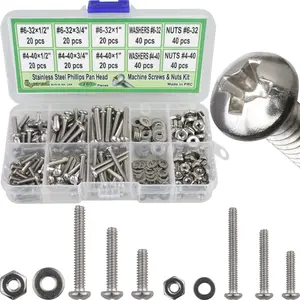 4-40 and 6-32 Machine Screws, Nuts and Washer 280 pcs 4-40 and 6-32 Machine Screws, Nuts and Washer 280 pcs