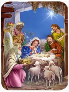 Carolines Treasures  The Wise Men at the Nativity Christmas Glass Large Cutting Board