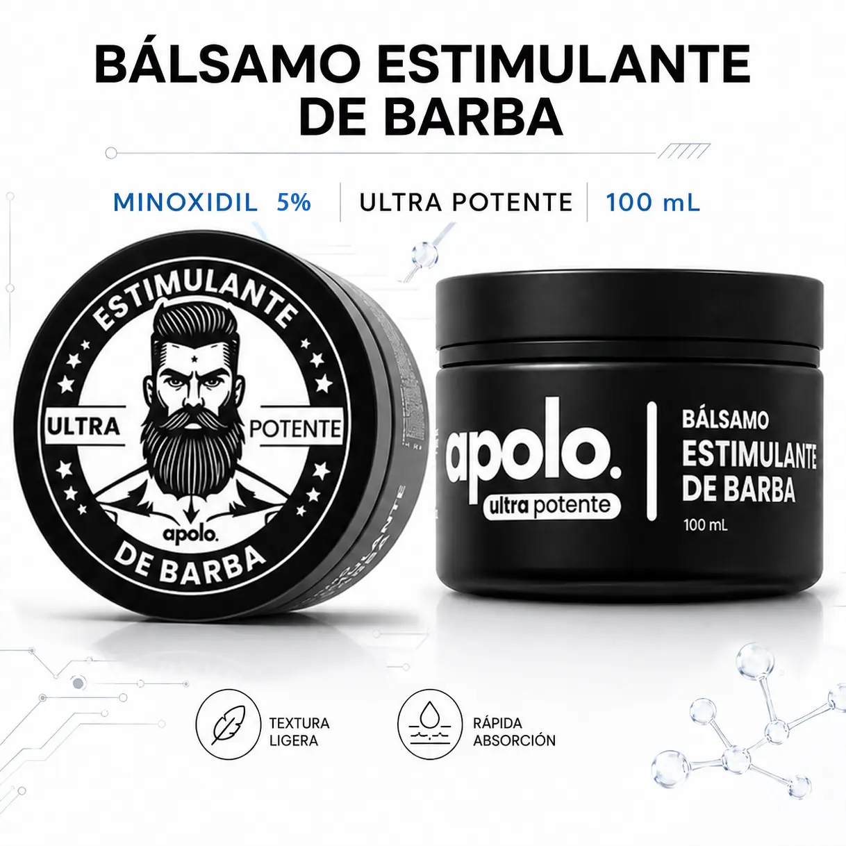 Apolo.growater Powerful Minoxidil Beard Booster Cream, Men’s Beard Thickening & Regrowth Formula, Stimulate Dormant Follicles, Cover Patchy Areas to Achieve Denser Voluminous Beard