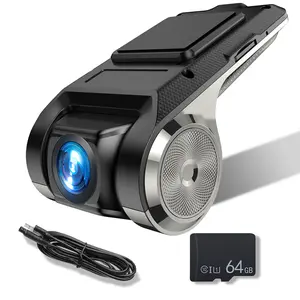 USB Car DVR Camera Video Recorder, USB Dash Cam, WDR Full HD Dash Camera Car Driving Recorder with 64GB Micro SD Card, Wide Angle, Loop Recording Night Vision ADAS 24Hours Monitor(Only Compatible with Android Stereo)