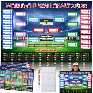 2Pcs World Cup Schedule Poster 2026&Final Round 48-Team Collection Showcase,Football World Cup Soccer Merchandise&Accessories Decorations,Gifts for Soccer Fans,Functional Folded Poster&Pen