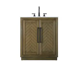 212 MAIN 30 in. Rectangle Bathroom Floor Cabinet - Transitional Single Bathroom Vanity with Solid Wood Construction, Undermount Sink, Hazel Oak Finish (Model VF29030HO)