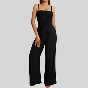 OQQfitness Womenswear Casual Loose Overalls Jumpsuits One Piece Sleeveless Wide Leg Long Pant Rompers With Pockets #SummerVibes