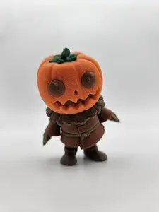STLFlix Spooky Pumpkin Scarecrow 3D Printed Articulating Figurine - Cute Pocket-Sized Fidget Toy for Desk, Party Favors & Classroom Gifts