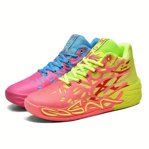 Men's High-Top Basketball Sneakers - Stylish & Durable, Non-Slip Sneakers with Cushioned Support, Vibrant Pink & Blue Design, Perfect for Training & All Seasons, Sports Sneakers | Trendy Sports Shoes | Cushioned Support Shoes