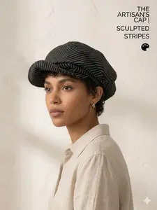 Trendy Striped Newsboy Cap for Women & Men, Lightweight Breathable Summer Beret, Adjustable Retro Cabbie Cap, Street Style Fitted High Quality Hat