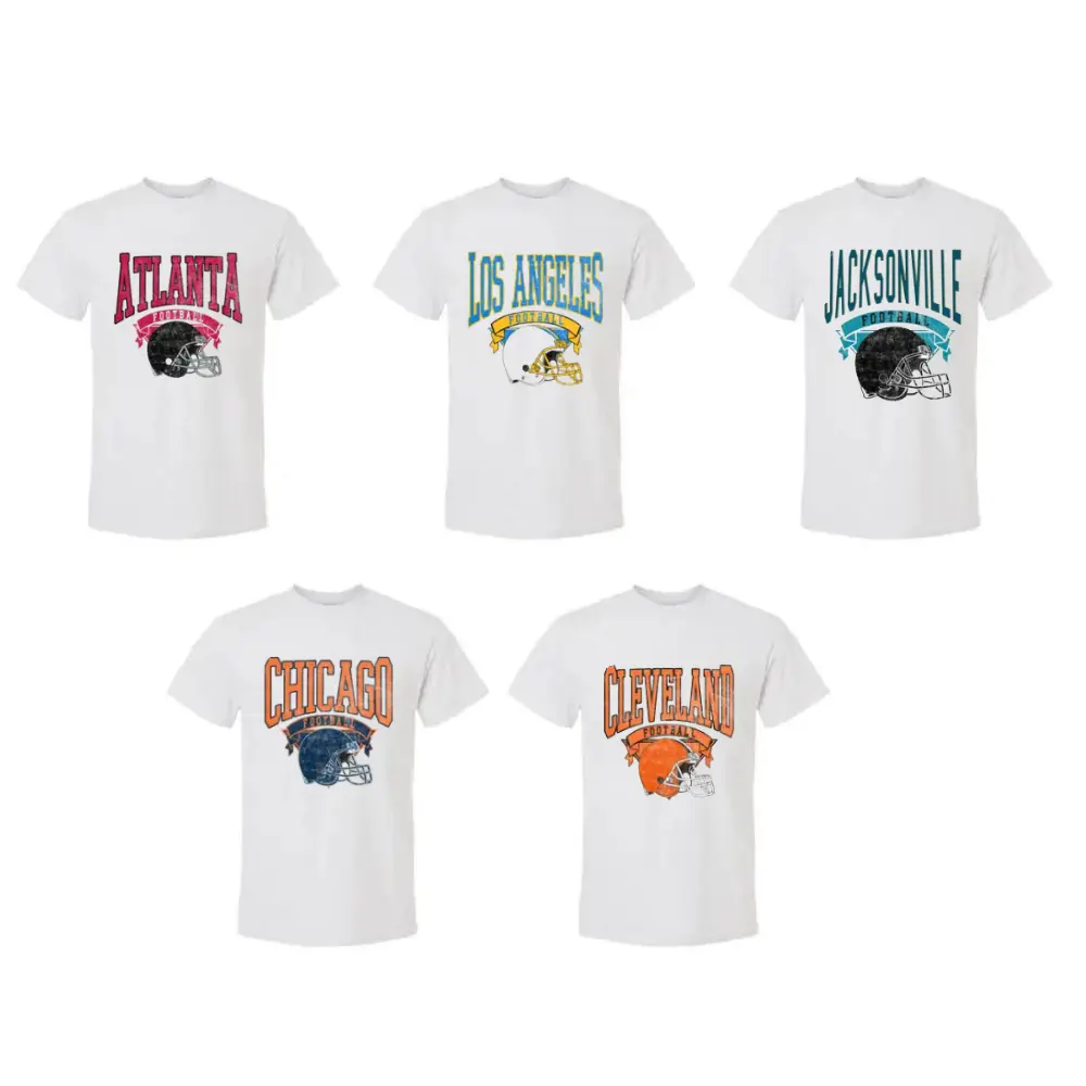 Vintage Football Hometown Teams Graphic T Shirt, White Color, Retro Game Day Sports Tee, Classic Athletic Streetwear Apparel, Old School Football
