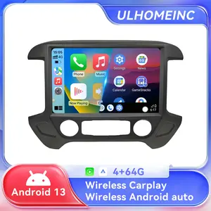 13.1“ Upgrade 8 Core Car Stereo for Chevy Silverado GMC Sierra 2014-2018 5Ghz WiFi IPS Touch Screen Silverado Stereo Wireless CarPlay Android Auto BT GPS FM/RDS Backup Camera MIC 4+64G,Black