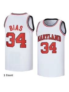 Men's Embroidered #34 Bias Basketball Jersey, Multi-Color Options, Breathable High-Quality Sports Wear, Ideal for Training and Games, Casual Sports Jersey