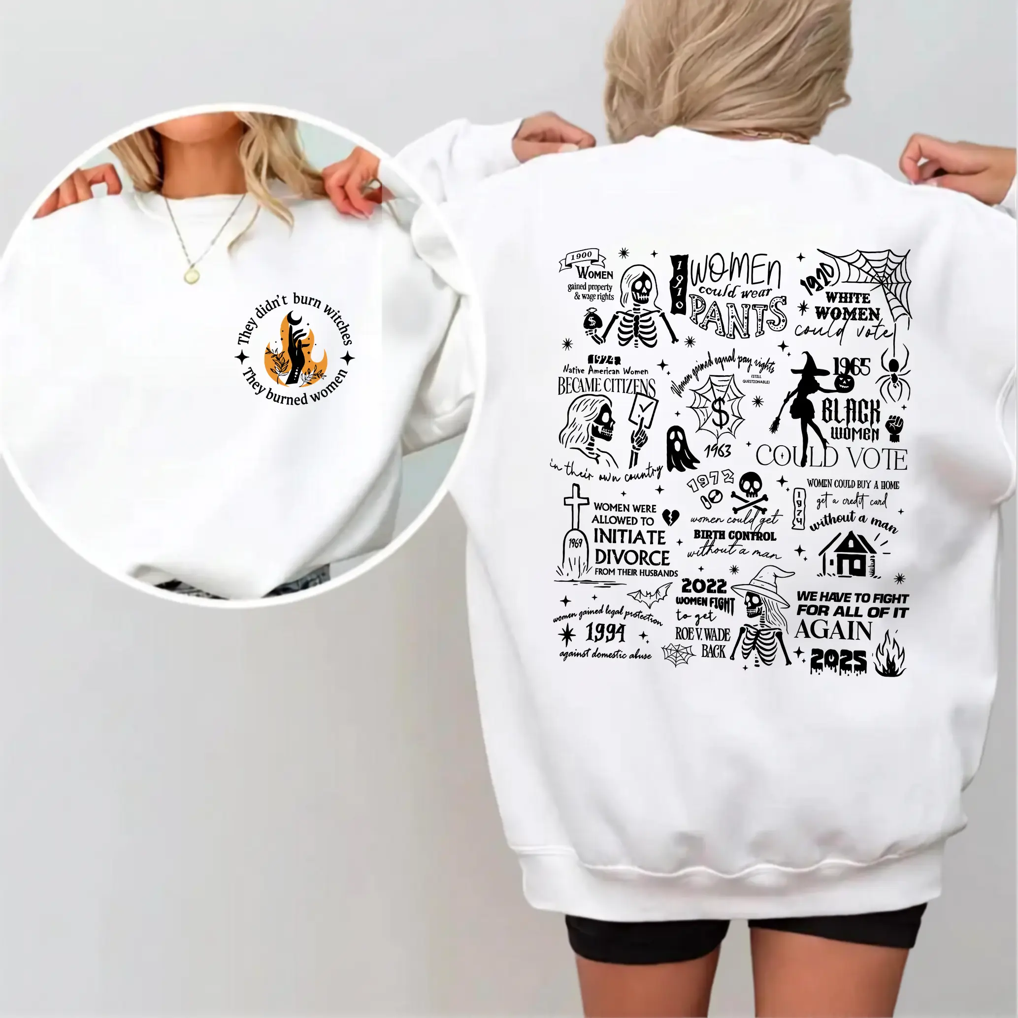 They Didn't Burn Witches They Burned Sweatshirt, Feminist Halloween Sweatshirt and Women's Empowerment Sweatshirt ,Gift for Women Girl | GHINI