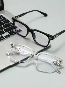 Solid Color Eyeglasses, Trendy Full Rim Eyeglasses for Women & Men, Fashion Eyeglasses for Work, Daily Clothing Decor, Perfect for Student Daily Use