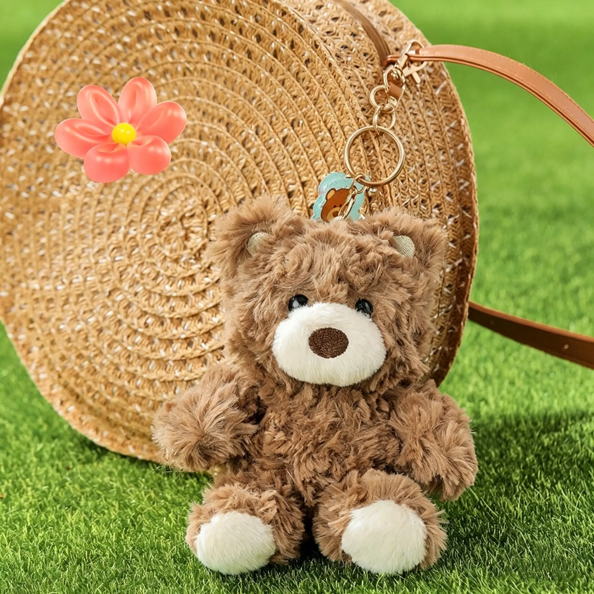 Miniso Gift Bear Series Unisex Fairy Theme Pocket-Size Cute Plush Keychain Charm, Aesthetic Bag Keychain Accessory - Stuffed Toy Collectible for Backpack Decor, Luggage Ornament