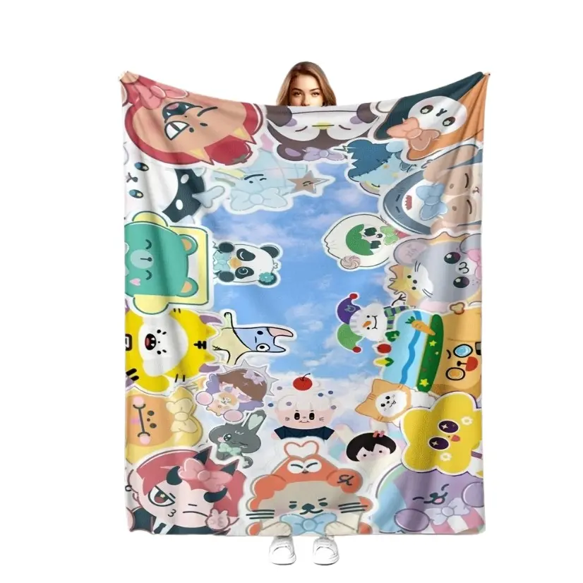 GMMTV Flannel Throw Blanket Ultra Soft Polyester Cozy Warm All Season Mixed Color Bedroom Couch Sofa Throw Decor Decorative Throw Perfect Birthday Gift Christmas Gift for Thai Drama Fans Viral Trending Lounge Style