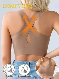 Women's Push-Up Bralette Underwear Without Steel Cup, Detachable Pads, Crossed Straps, Soft Comfortable Daily Wear, Medium Support, All Seasons, Womenswear