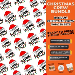 15 PCS Christmas Crew DTF Transfers Bundle For Adults and Kids | Ready to Press Heat Transfers for Matching Family Shirts